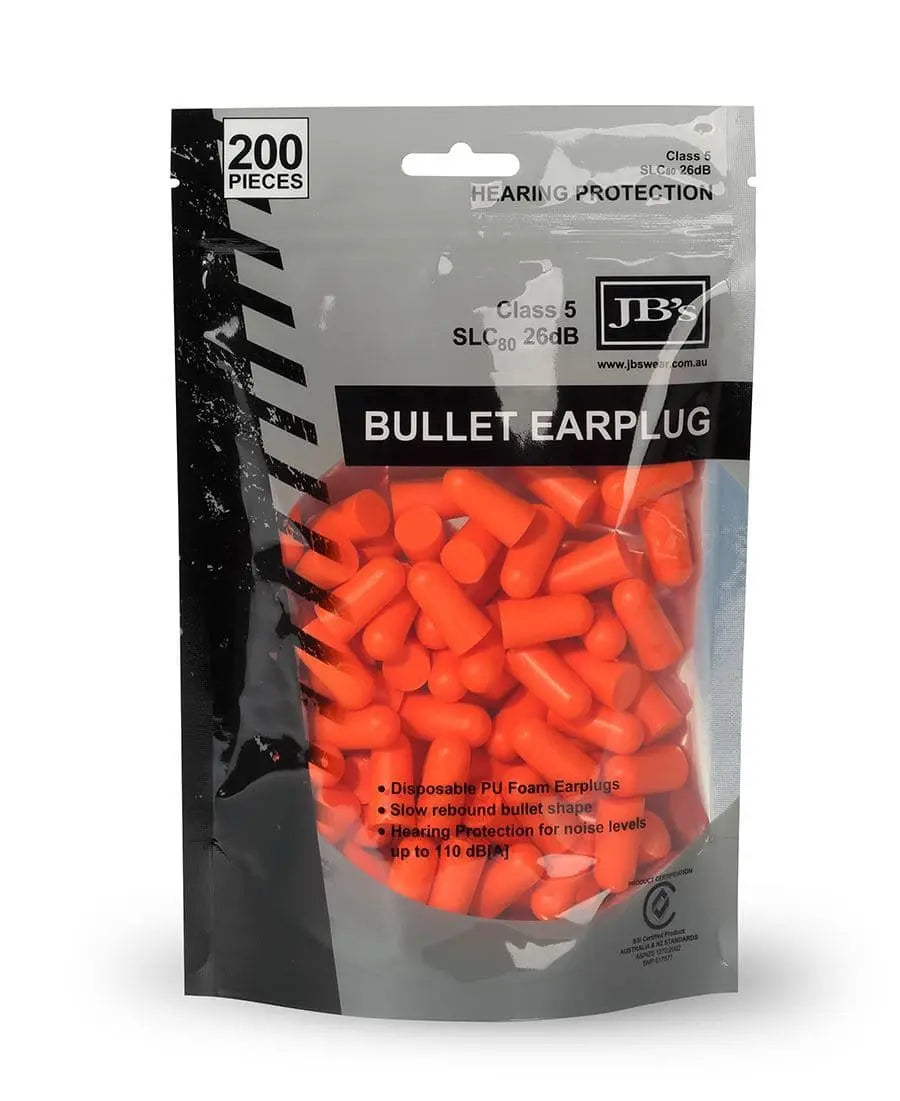JB's  BULLET SHAPED EARPLUG (200 PIECES) 8P045 Jb's Wear